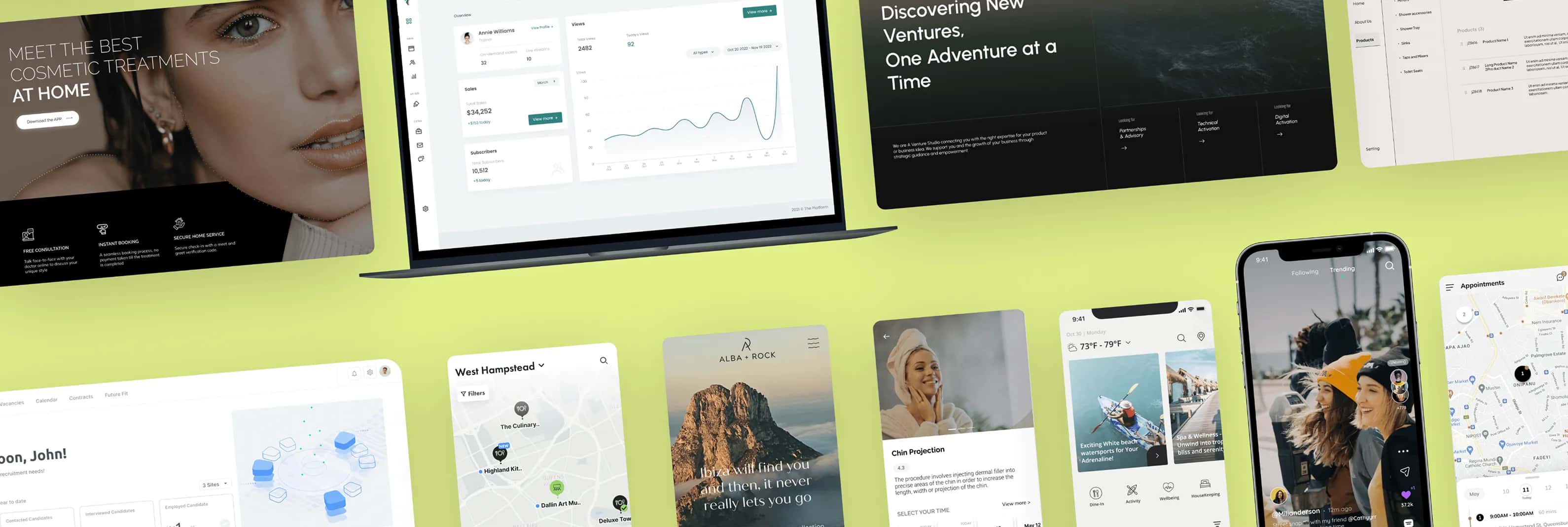 Plantec screen designs from client projects