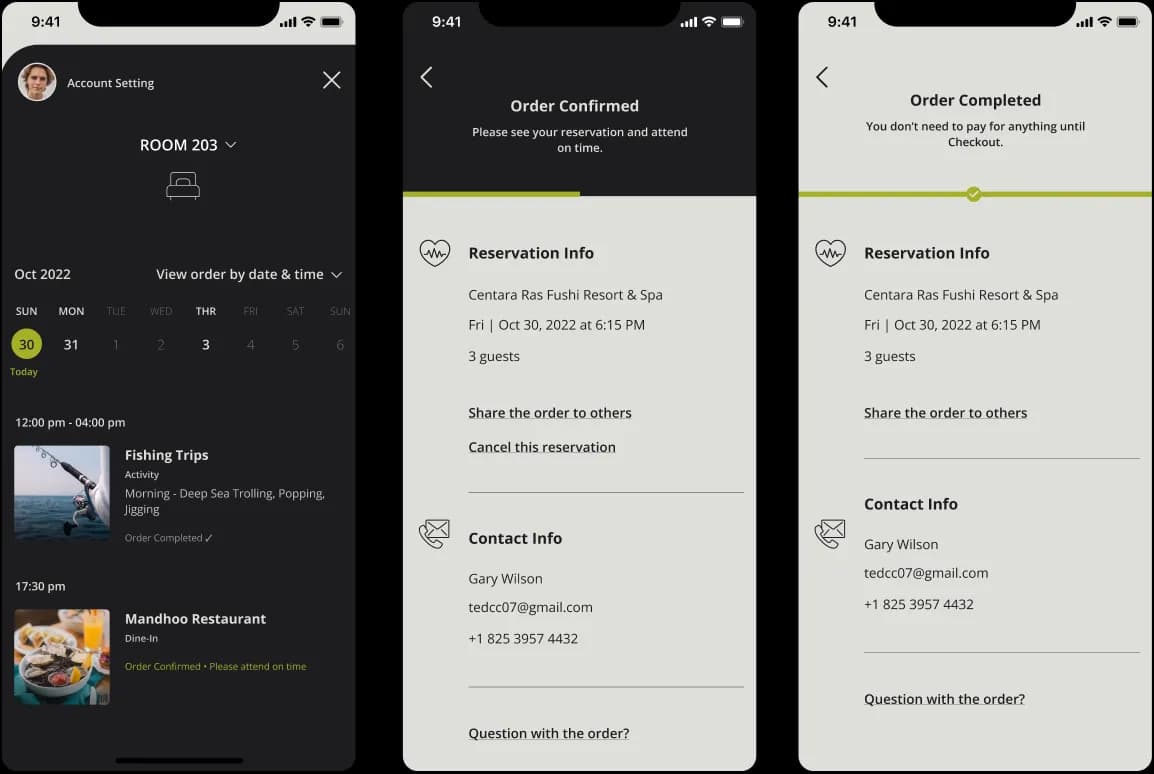 Figma screen designs of mobile app
