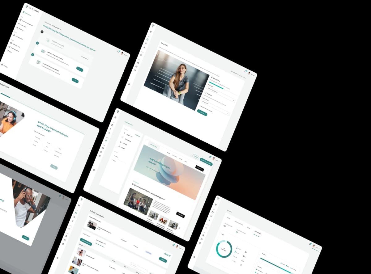 Screen designs of the platform dashboard
